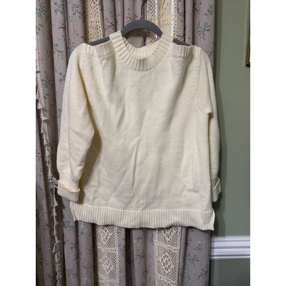 Anthropologie Cold Shoulder Sweater Small Butter Yellow Cutout Knit Pullover